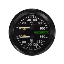 Manometru combinat pentru presiunea și temperatură a uleiului Racetech, Ø52 mm - RT-PT1014BL7 - PT1014BL7 - 3661768441411